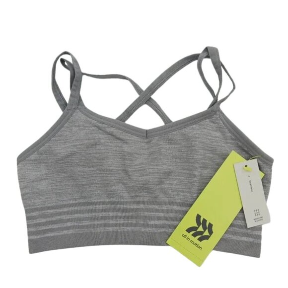 All In Motion Girls Sports Bra Gray Criss Cross Back Pullover Size S 6/6X - Picture 1 of 4